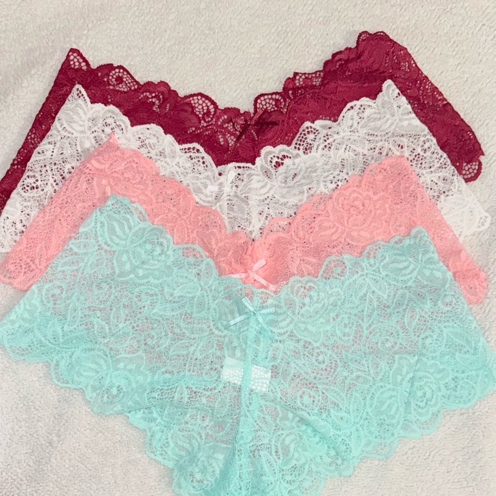 Pack 4 Panties Floral Lace Size L Sexy Hipster Multicolor New - Picture 2 of 11